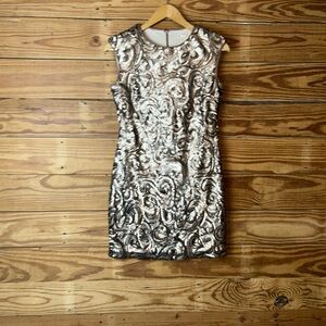 Chic Black and Cream Patterned Mini Dress